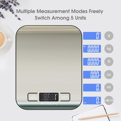 Digital Shipping Scale,Stainless Steel Panel, Accurate Portable Postal Scale for Packages, Small Business,Kitchen, Food, Handmade, Liquids, and Boutique (Rose Gold Battery(5kg/1g))