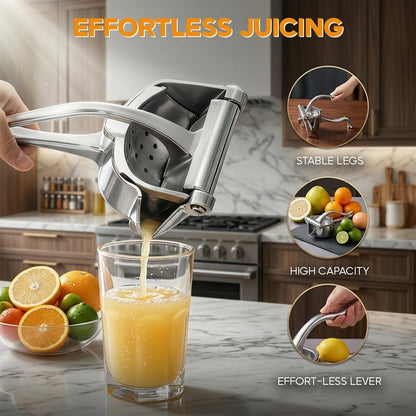 Hand Juicer Squeezer - Juicer Hand Press, Heavy Duty Aluminum Alloy Manual Juicer For Citrus, Orange, Lemon and Other Fruits, Effortless & Easy to Clean Kitchen Tool (Silver, 9-Inch)