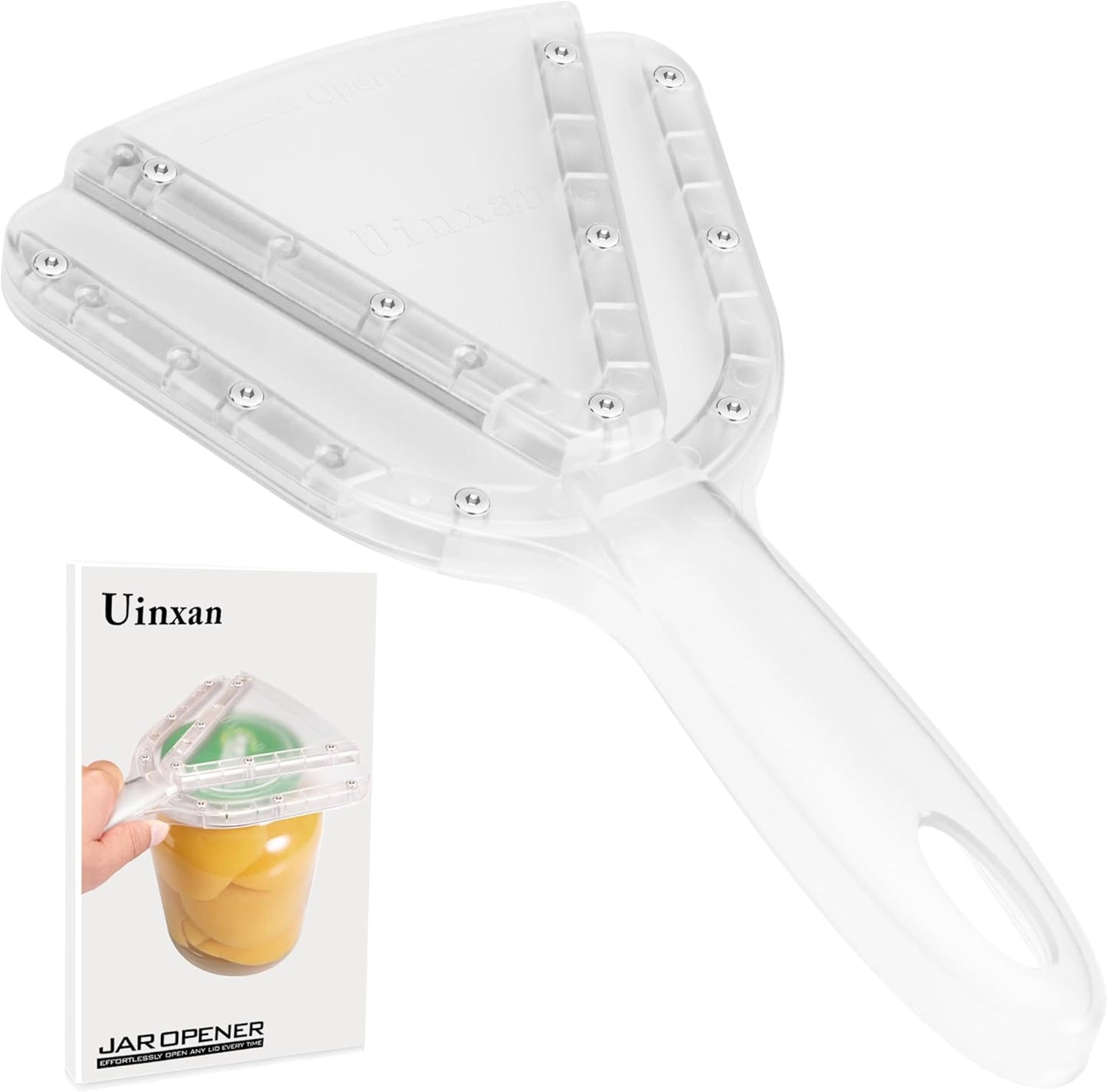 Uinxan Jar Opener for Weak Hands & Seniors with Arthritis – Effortlessly Opens Screw Lids & Bottle Caps, Manual Handheld, 304 Stainless Steel, Patented Kitchen Gadget (Black)