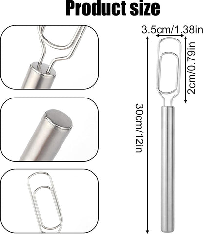 Danish Dough Whisk for Sourdough Starter, 30cm/12in Stainless Steel Dutch Bread Whisk & Dough Hook Mixer Tool Reaches Jar Bottom for Pizza Cooking Baking Dishwasher Safe