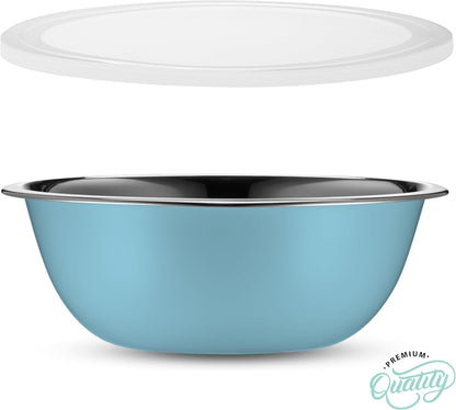 WHYSKO Stainless Steel Mixing Bowl Set, 10 Piece Stainless Steel Mixing Bowls with Lids Set for Food Prep Storage and Serving, Dishwasher Safe for Kitchen Baking Cooking, Silver