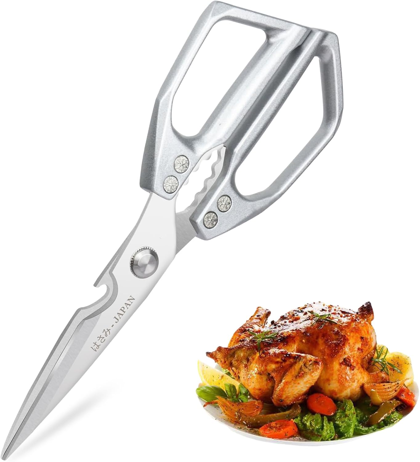 Herb Scissors, Shallot Scissors, Multipurpose 5 Blade Kitchen Herb Shears, Herb Cutter with Safety Cover and Cleaning Comb for Chopping Shallot Basil Chive Parsley