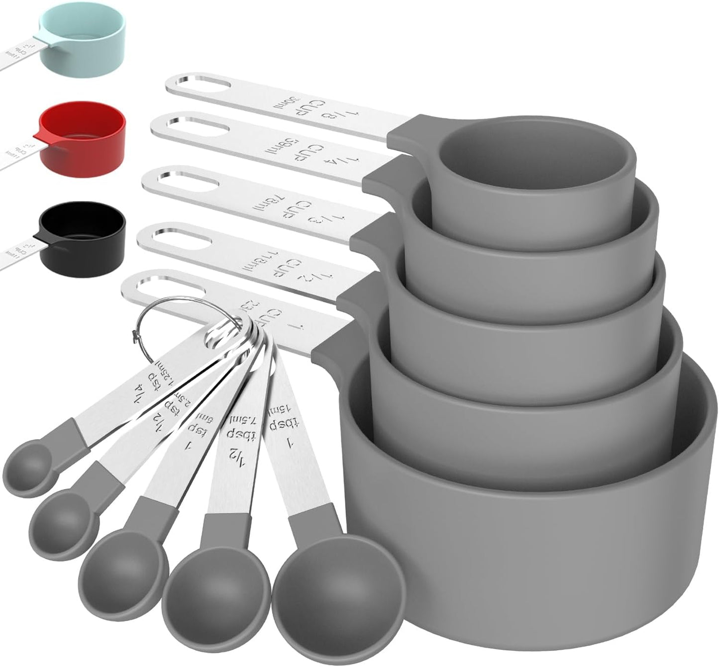 TILUCK Measuring Cups & Spoons Set, Stackable Cups and Spoons, Nesting Measure Cups with Stainless Steel Handle, Kitchen Gadgets for Cooking & Baking (Green)