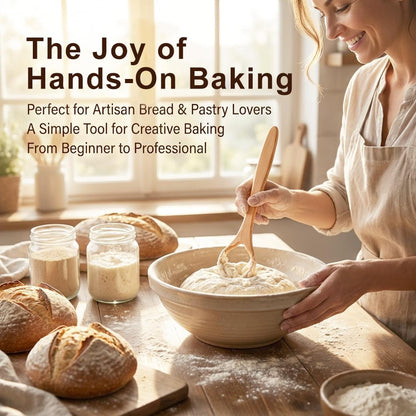 13-Inch Wooden Danish Dough Whisk, Bread Whisking Tool for Mixing Sourdough, Traditional Dutch Whisk for Pizza, Pastry, Cake Batter