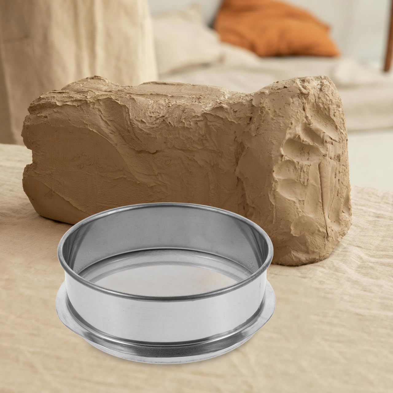 LALAFINA Fine Mesh Strainer 100 Mesh Round Flour Sifter 6 Inch Stainless Steel Ceramic Glaze Filter for Baking Straining Powdering Pottery Slurry