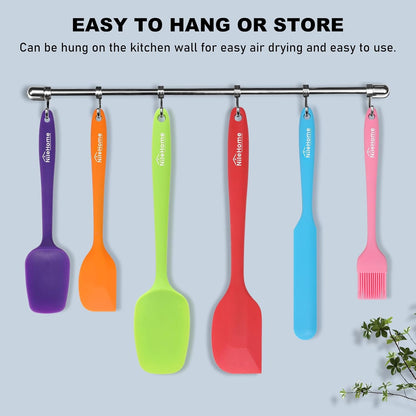 NileHome Silicone Spatula Set, 5 Pieces Food Grade Kitchen Utensils with Silicone Brush Heat Resistant BPA-free Rubber Spatula for Scraping, Baking, Cooking, Mixing—Black