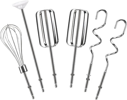 Hand Mixer Beaters Attachments Compatible with Hamilton Beach, Replacement Beater, Dough Hook, Blending Rod, Whisk Parts for 62632R, 62682RZ, 62692, 62695V, 64699 Handheld Mixers Blender - 6 Pack