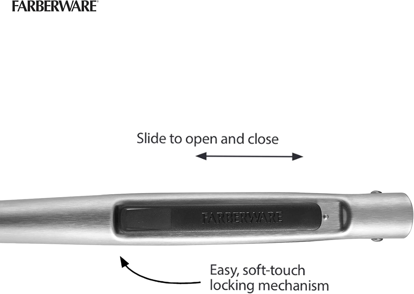 Farberware 5216358 Professional Stainless Steel and Heat Resistant Nylon Locking Kitchen Tongs with Silicone Tips, 12-Inch