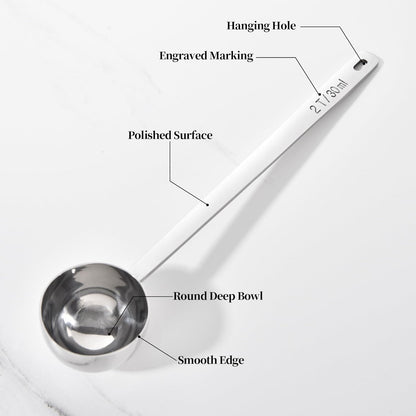 Long Handle Coffee Scoop: 5.64 Inch 18/8 Stainless Steel 1 Tablespoon Metal Measuring Spoon Tbsp Scoop for Coffee Beans, Grounds Coffee, Coffee Powder, Tea, Tall Jars (1Tbsp/15ml)