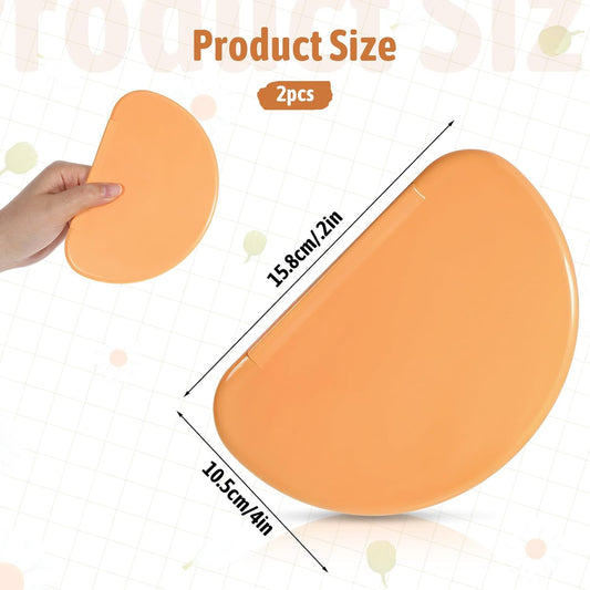 2 Pcs Silicone Dough Scraper Bowl Scraper Silicone Bread Dough Scraper Curved Edge Flexible Bowl Scrapers for Baking Food Scrapers for Sourdough Bread Proofing Basket Pastry Cutter Tool, Orange