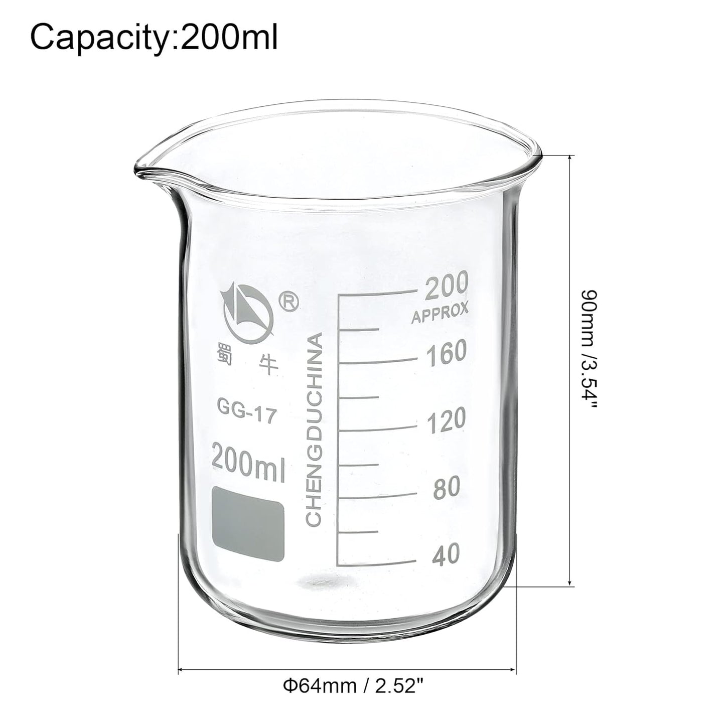 PATIKIL 10ml Low Form Glass Beaker, 3.3 Borosilicate Glass Graduated Printed Scale Measuring Cups with Spout for Kitchen Lab Liquids Transit Boiling