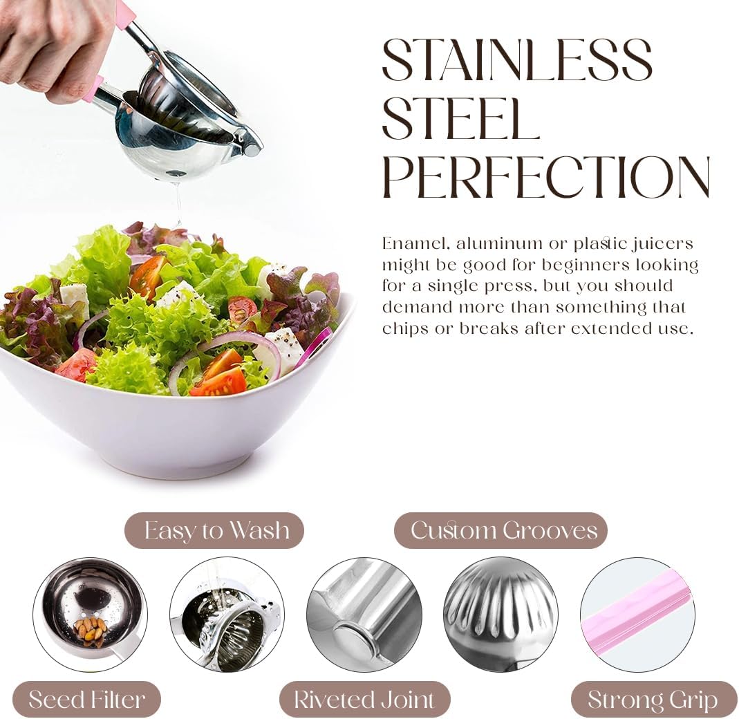 Bellemain Citrus Juicer | Metal Lemon Squeezer | Lime and Lemon Juicer Stainless Steel with Silicone Handles | Manual Juicer, Citrus Squeezer, Hand Held Juicer | Bar Juicer for Bartender (White)