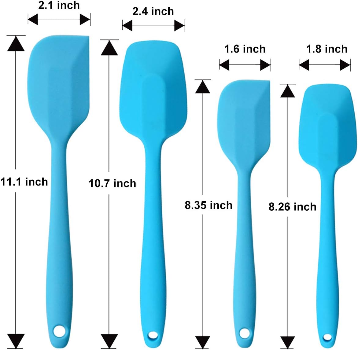 Silicone Spatulas Set of 6, Rubber Spoon Spatula Heat Resistant Spoonula One Piece Design Seamless Spatula Non-Stick Scrapers Baking Mixing Tool (Black)
