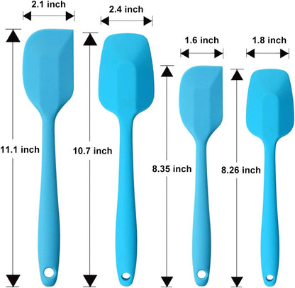 Silicone Spatulas Set of 6, Rubber Spoon Spatula Heat Resistant Spoonula One Piece Design Seamless Spatula Non-Stick Scrapers Baking Mixing Tool (Black)