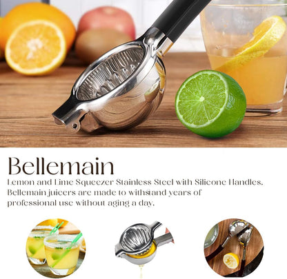 Bellemain Citrus Juicer | Metal Lemon Squeezer | Lime and Lemon Juicer Stainless Steel with Silicone Handles | Manual Juicer, Citrus Squeezer, Hand Held Juicer | Bar Juicer for Bartender (White)