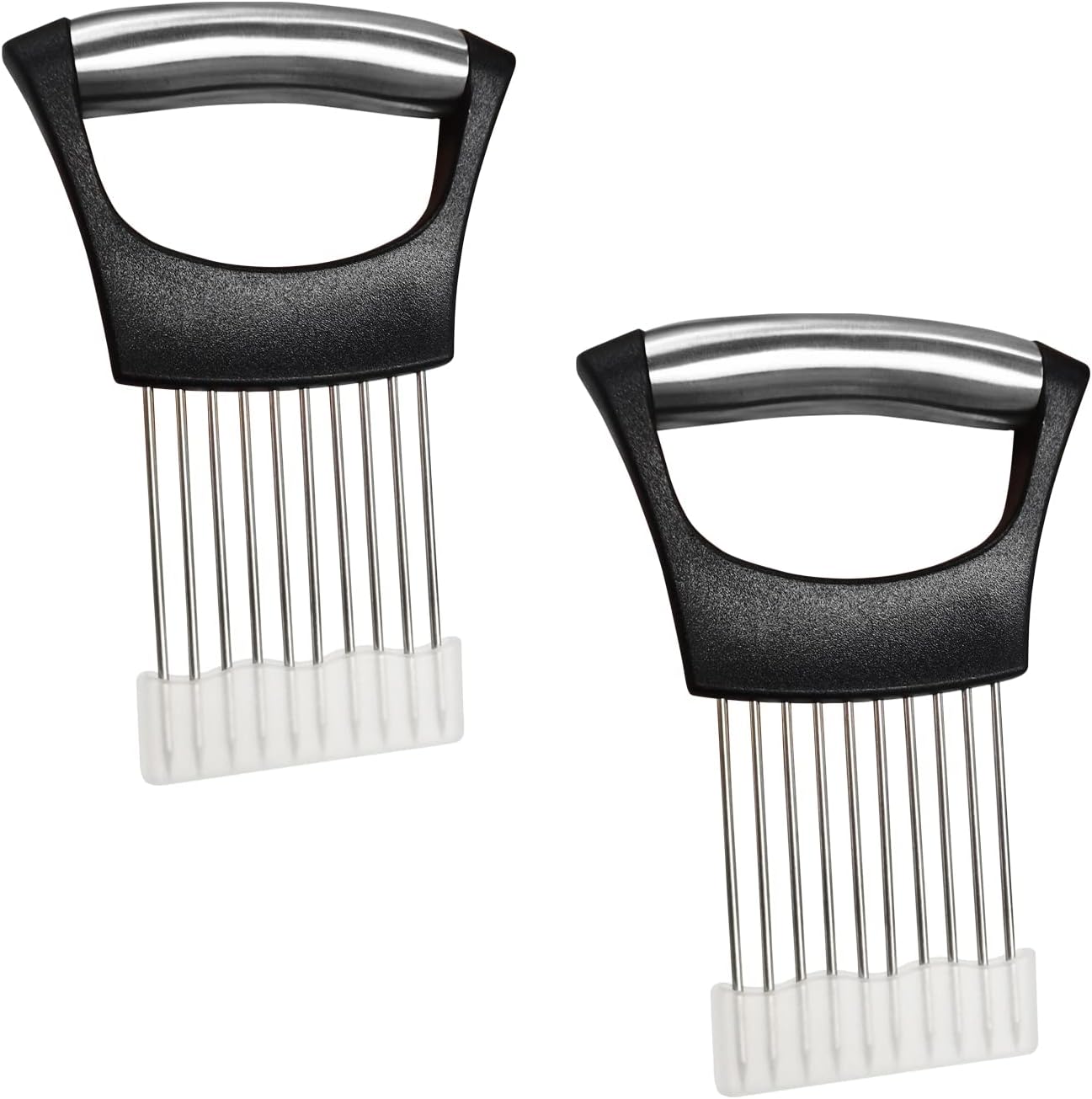 2 PCS Onion Slicer Holder – Stainless Steel Meat Holder, Meat Chopper | Multi-Purpose Kitchen Safety Tool for Fruits, Vegetables & Meat | Easy Clean, Uniform Slices | (Green)