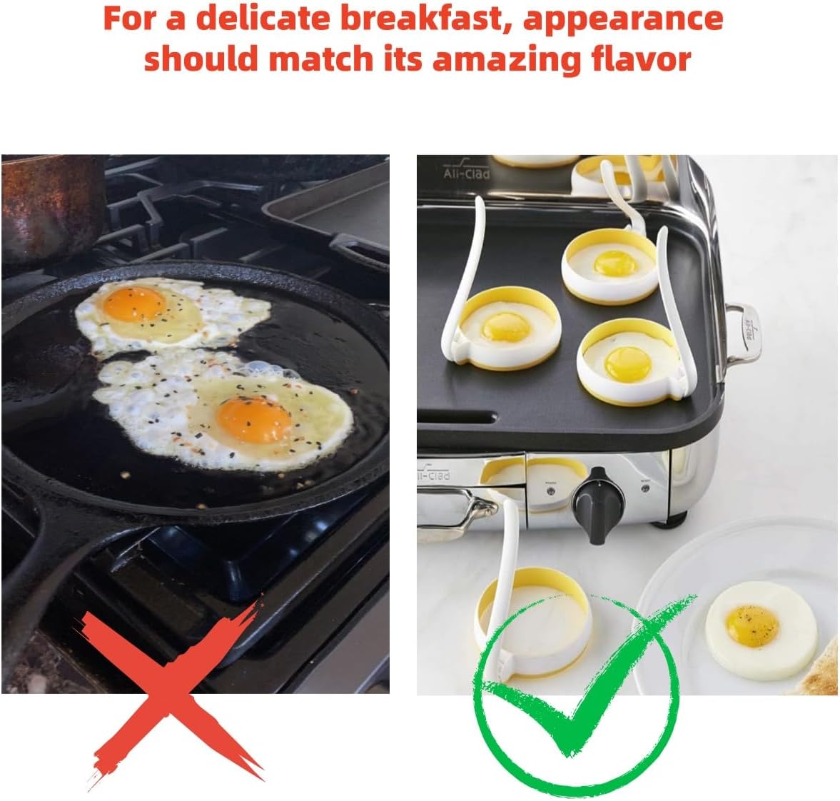 5-Piece Griddle Breakfast Kit | Pancake Batter Dispenser with Sturdy Handle and 4 Silicone Egg Rings | Perfect for Blackstone Griddles, Outdoor Grilling, Camping & Home Kitchen
