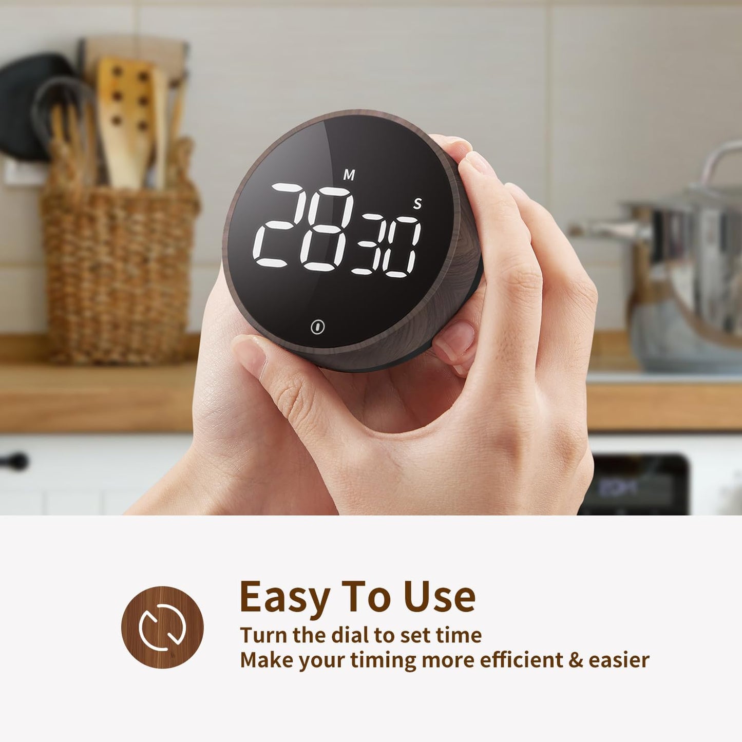 VOCOO Digital Kitchen Timer - Magnetic Countdown Countup Timer with Large LED Display Volume Adjustable, Easy for Cooking and for Seniors and Kids to Use (Space Grey)