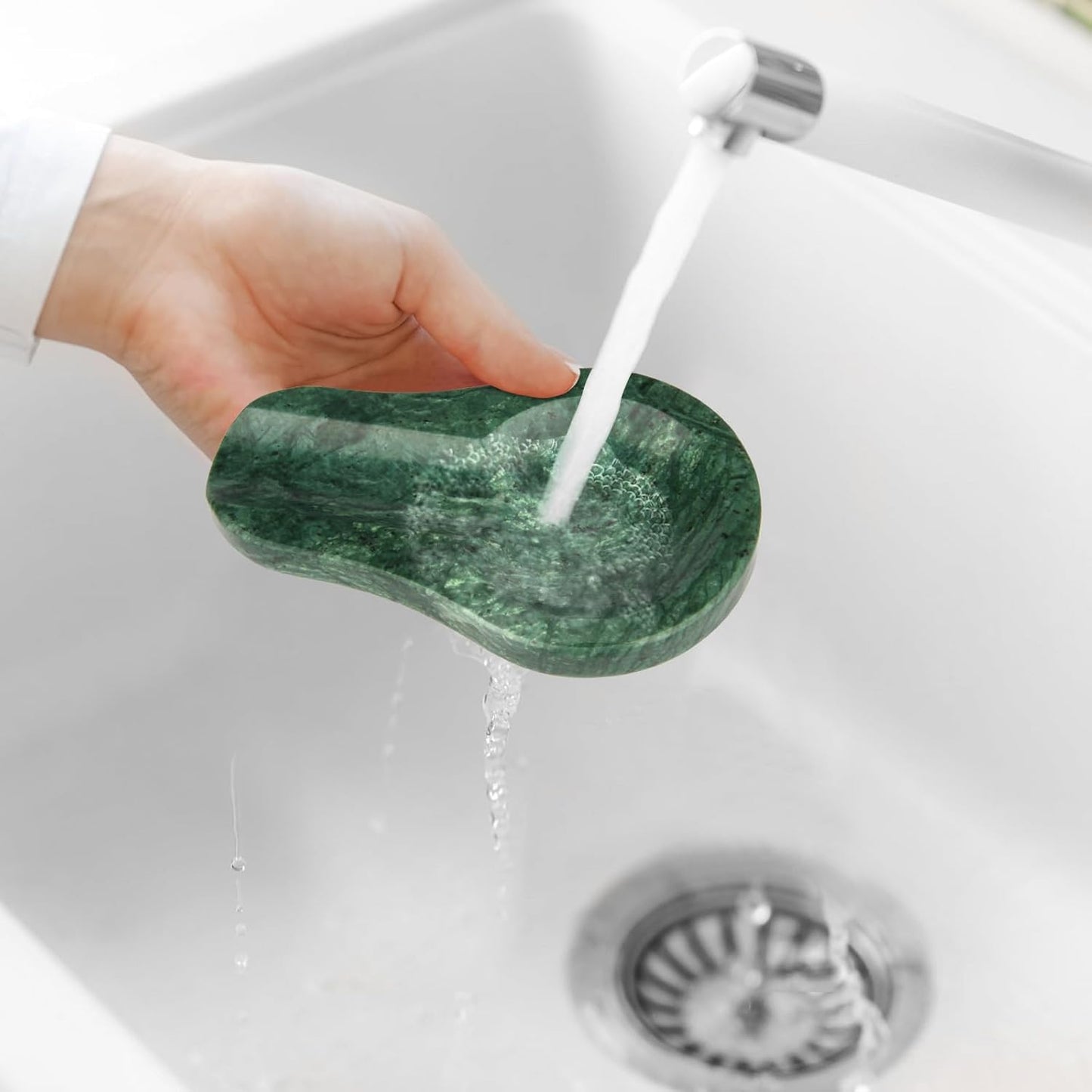 Marble Spoon Rest for Kitchen Stove Countertop, Marble Utensil Holder, Perfect for Spatula, Ladle, Fork (1, Viva jade, 4 * 6.5)
