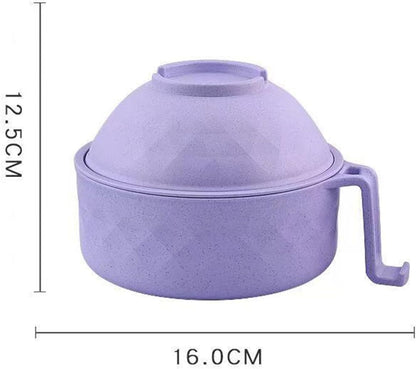 Microwave Ramen Bowl,Microwave Ramen Cooker with Lid,Plastic Mixing Salad Pasta Fruit Rice Cereal Instant Noodles Soup Maker Plate Bowls Set Kitchen College Dorm Room Essentials,Purple