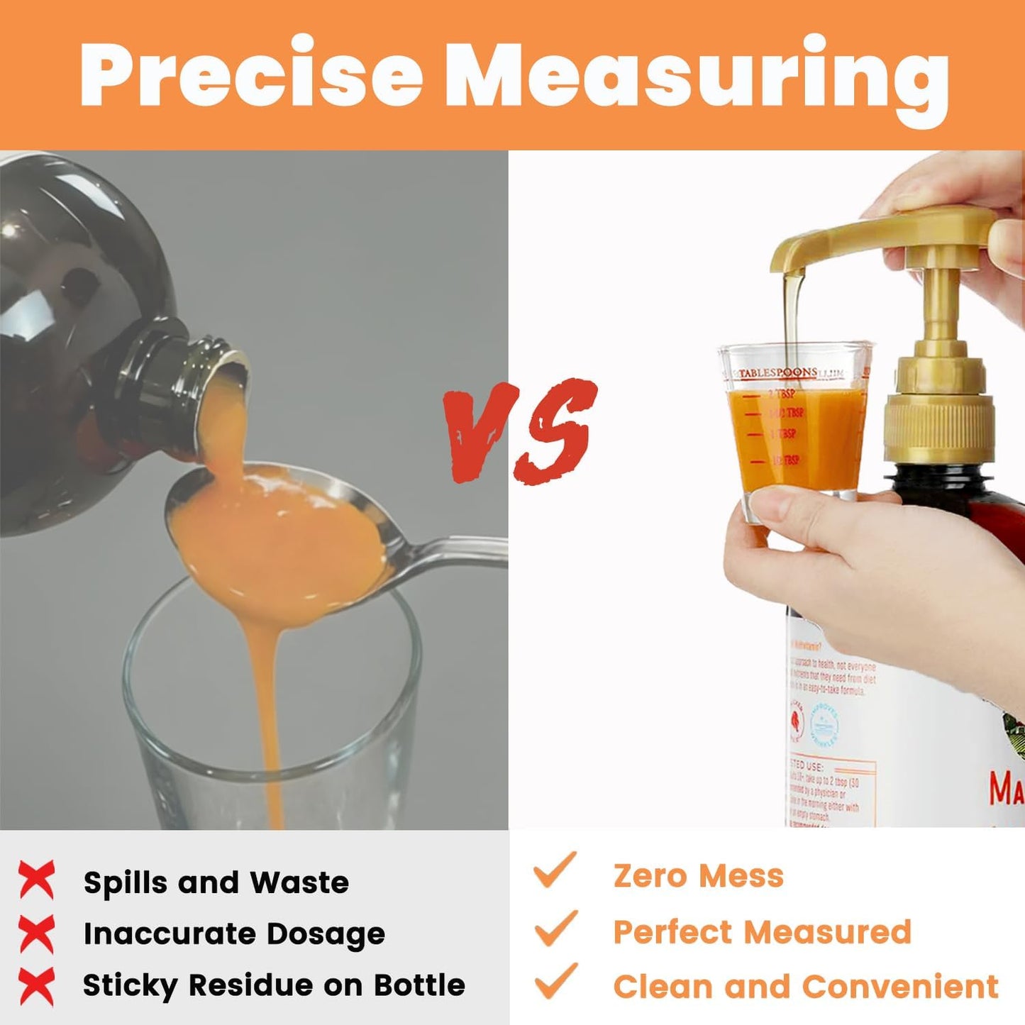 Shot Glass Set for Mary Ruth Multivitamin, 2Pcs Shot Glass Measuring Cup & 2Pcs Pump Dispenser for MaryRuth's Liquid Multivitamin 30 Fl Oz & 15 Fl Oz Bottle (Bottle Not Included)
