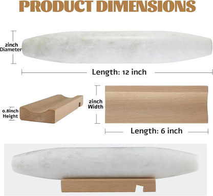 Koville African Natural Marble Rolling Pin, Non-Stick Polished Dough Roller, Pasta, Dumpling, Fondant, Pie Crust, Bread, Pizza Dough, Kitchen Baking Pastry Tools with Mat/Scraper（Namib Fantasy）