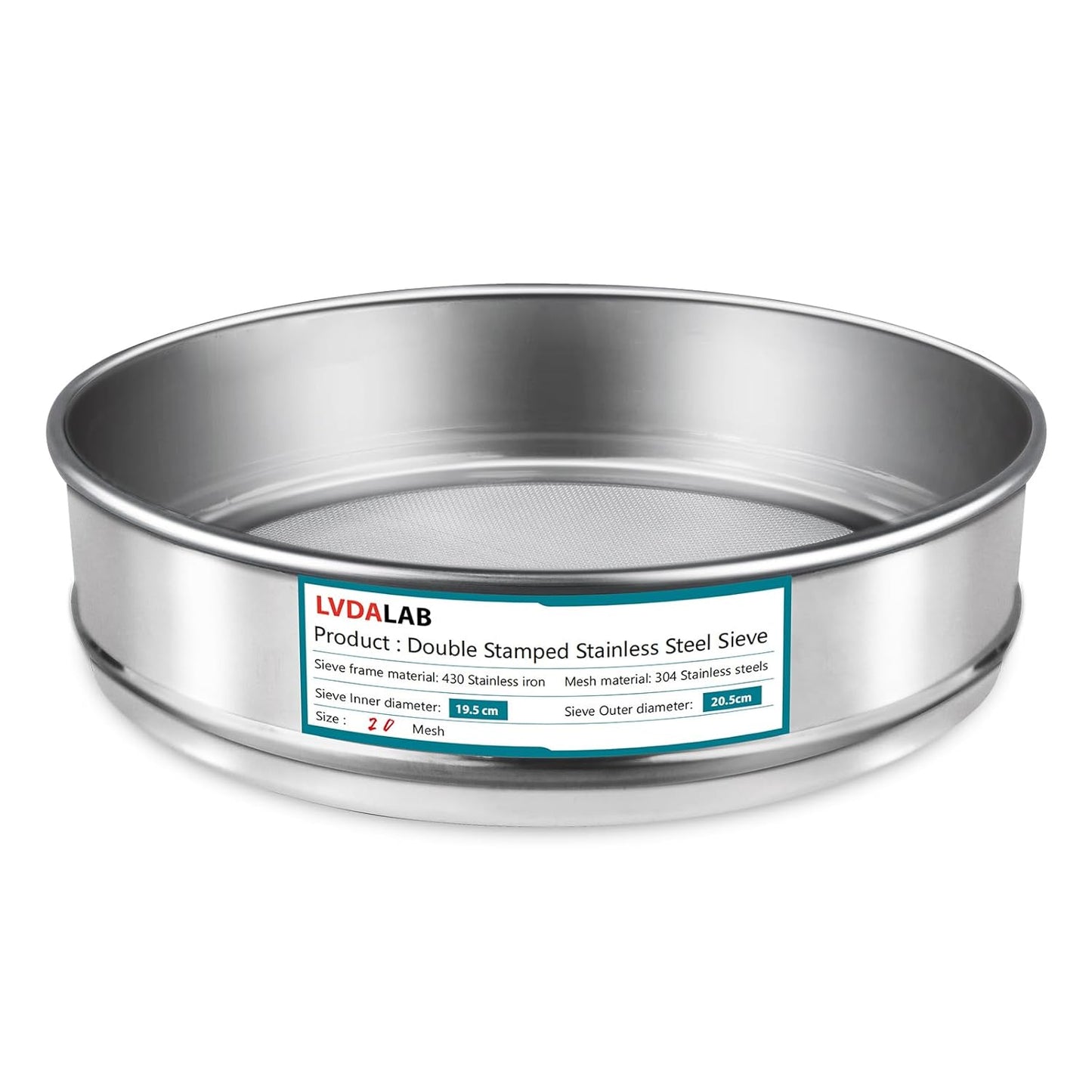304 Stainless Steel Mesh Lab Sieve, 80 Mesh (0.2mm) Aperture Test Sieve, 7.9Inch(20cm) Diameter Economy Standard Analysis Sample Test Sieves for Industrial Laboratory Homes - Colors B