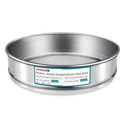 304 Stainless Steel Mesh Lab Sieve, 10 Mesh (2mm) Aperture Test Sieve, 7.9Inch(20cm) Diameter Economy Standard Analysis Sample Test Sieves for Industrial Laboratory Homes - Colors B