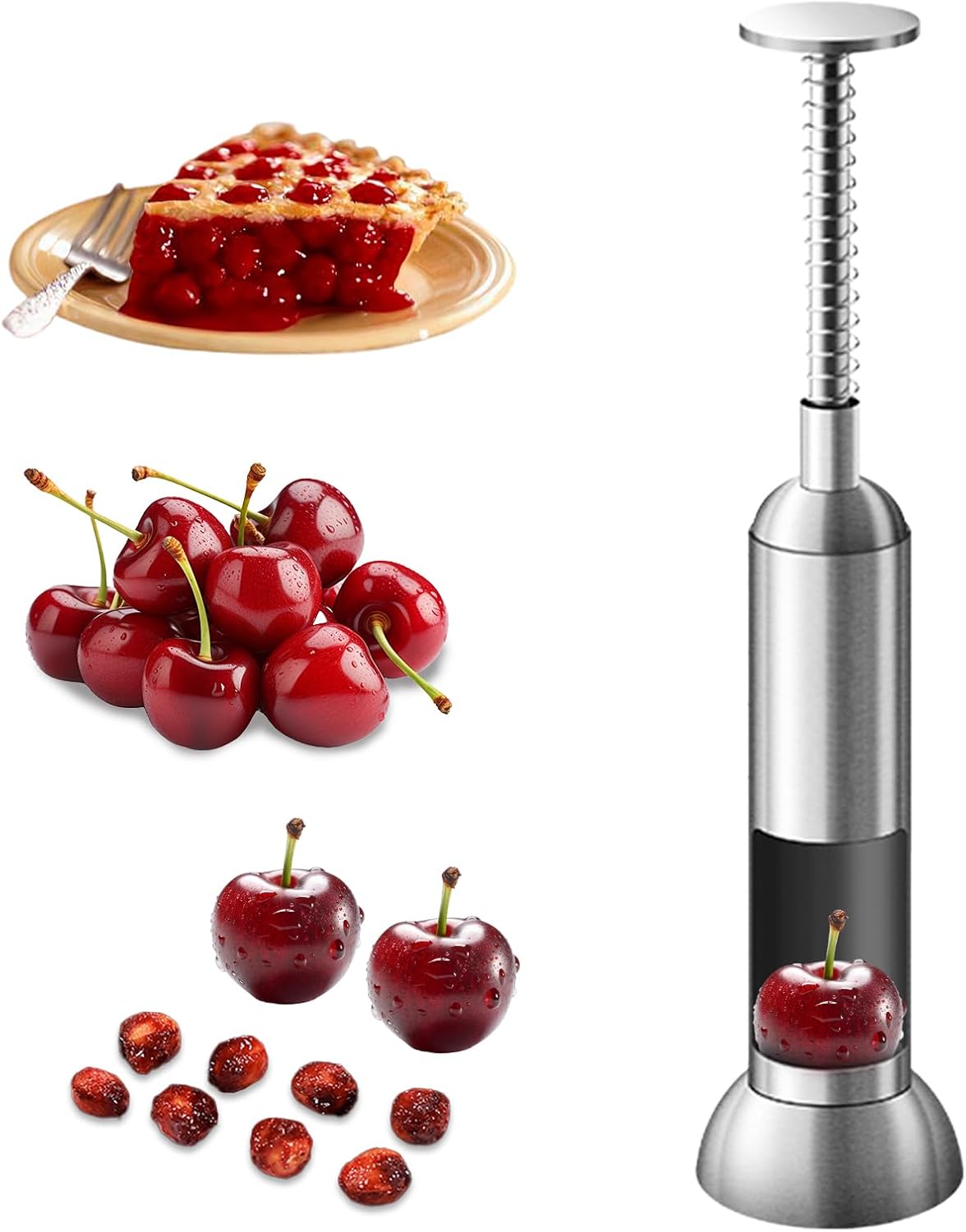 VolksRose Cherry Pitter Tool, Multi Stoner Fruit Remover with Stainless Steel Rod, Dates Pitting Device for Red Dates, Hawthorn, Cherries, Jujubes