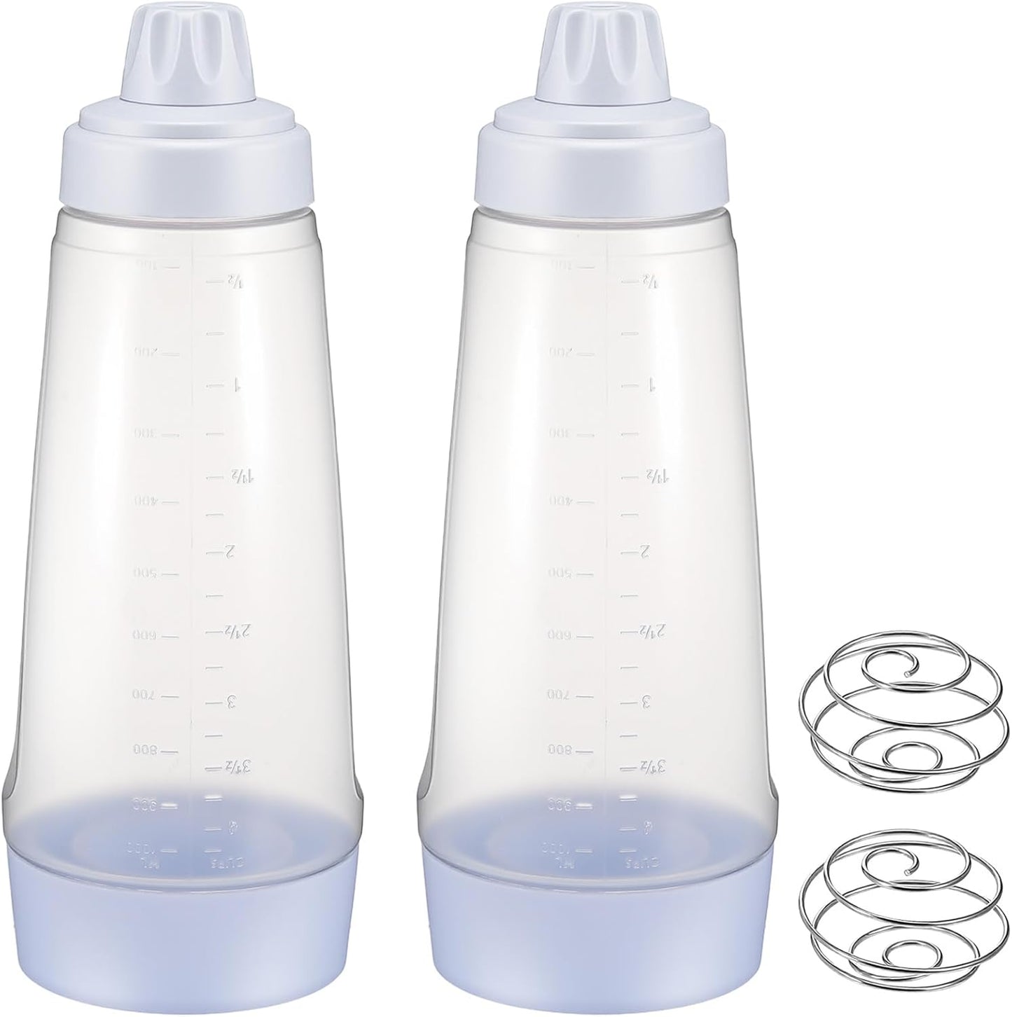 2-Pack Pancake Batter Dispenser and Mixer Bottles with Whisk Balls, 1000ml Large Capacity Squeeze Bottle for Pancakes, Cupcakes, Muffins, Crepes - Dishwasher Safe Baking Tool