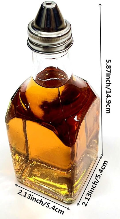 Glass Oil and Vinegar Dispenser Set, 6 oz Square Bottles, 2-Piece Glass oil bottle vinegar bottle (2)