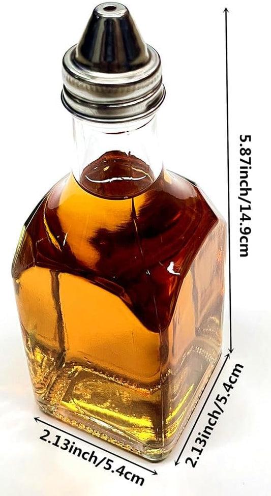 Glass Oil and Vinegar Dispenser Set, 6 oz Square Bottles, 2-Piece Glass oil bottle vinegar bottle (2)