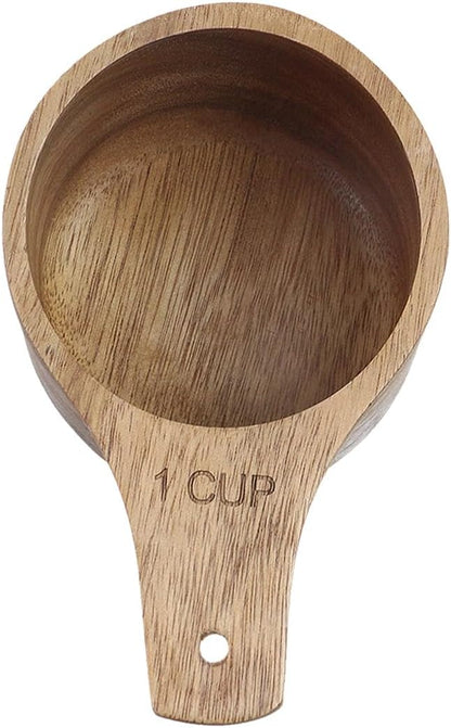 Oedema 2 Pcs Wooden Measuring Cup 1/4 Cup Mini Coffee Scoop Kitchen Measure Tool Measuring Spoon for Coffee Beans Tea