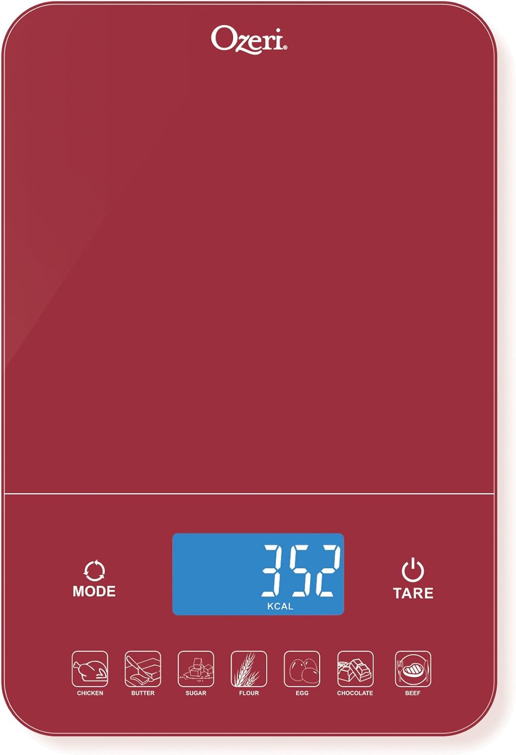 Ozeri Touch III Digital Kitchen Scale with Calorie Counter, 22 lbs (10 kg), Calla Green