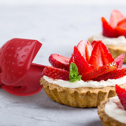 Berry Biter - Strawberry Huller Slicer, Remove Stems and Leaves with this Strawberry Corer/Cutting Gadget