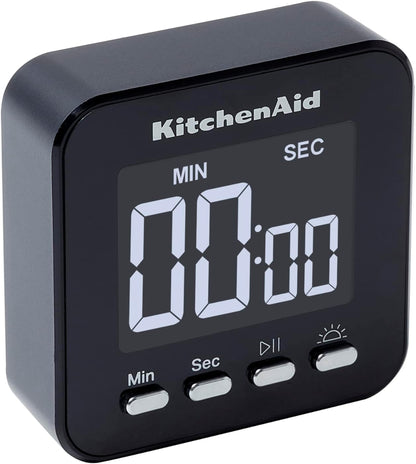 KitchenAid KQ912 99M Digital Single Event Magnetic Visual Timer with Backlight, Cooking, Classroom, Egg Timer, Black