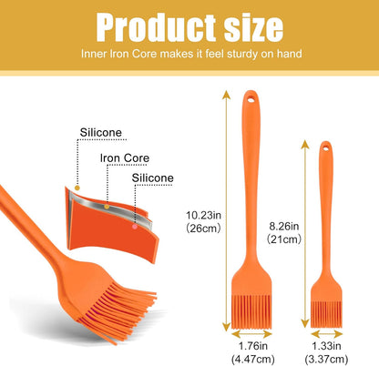 Silicone Basting Brush 2 Pcs Pastry Brush for Oil, BBQ, Grill, Sauce Baking Cooking, Dishwasher Safe (Blue)