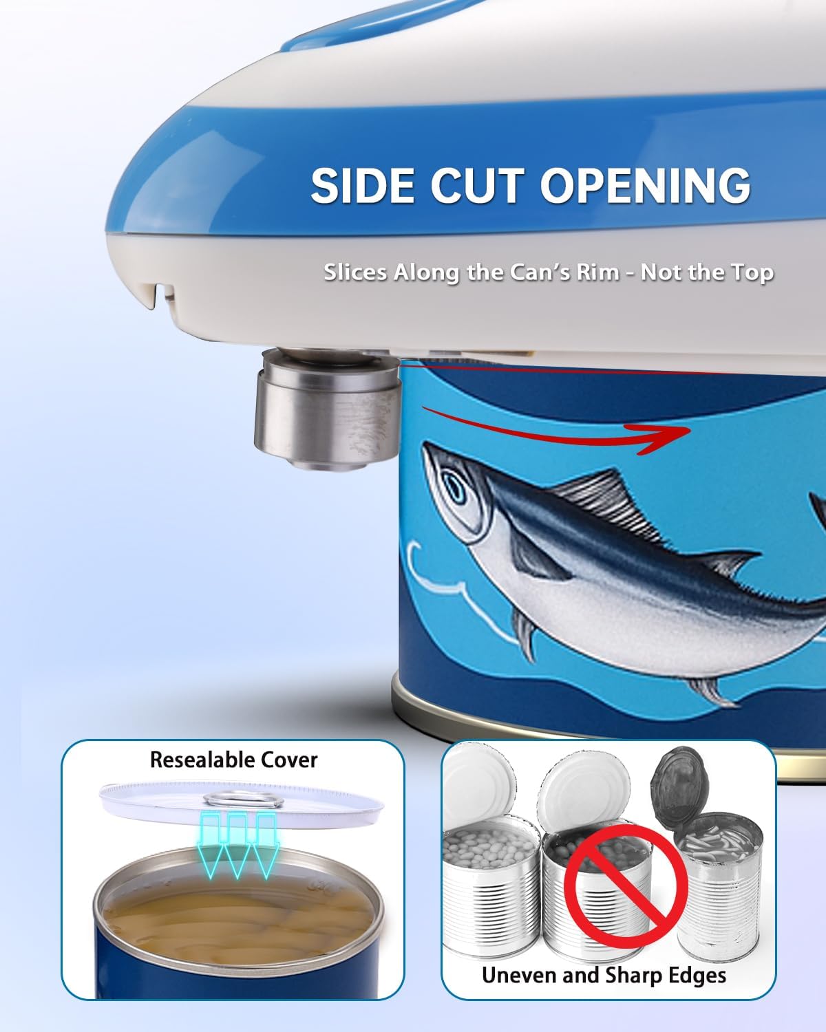 CIRCLE JOY Electric Can Opener, One-Touch Automatic Can Opening with Smooth Edges, Food Safety Handheld Battery-Operated Can Opener for Kitchen and Seniors, Black