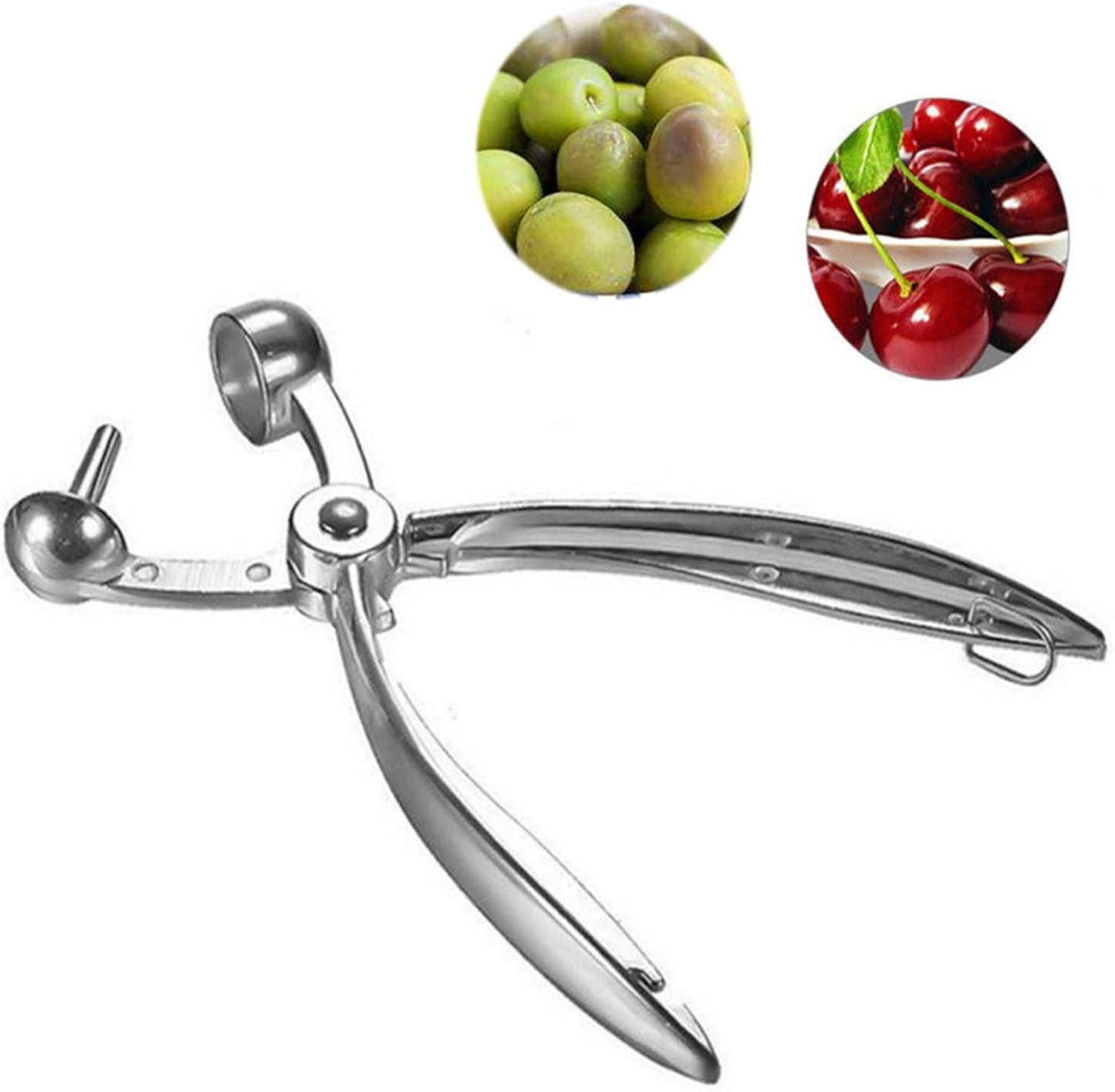 Heavy Duty Stainless Steel Cherry Pitter and Olive Corer Tool | Efficient Pit Remover for Cherries and Olives | Perfect for Making Jam,Cooking,and Baking