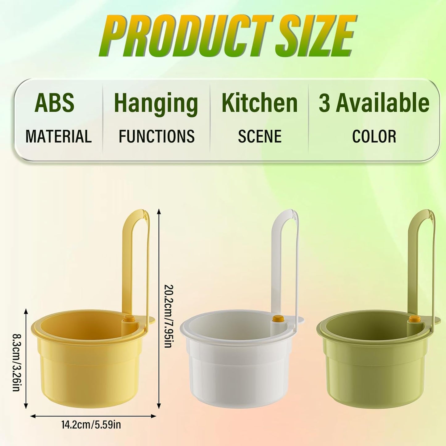 Kitchen Sink Drain Strainer Basket, Hanging Multi-Purpose Kitchen Sink Strainer Draining Basket, Self-Cleaning Press to Open The Food Waste Trash Catcher Basket Garbage Leftovers, Green