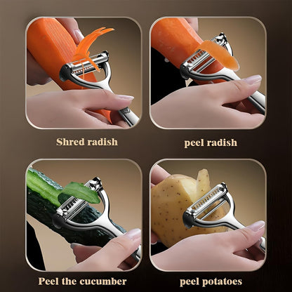 2-in-1 Multifunction Vegetable Peeler & Julienne Slicer, Stainless Steel Dual Blade for Potatoes, Carrots, Cucumbers, Ergonomic Kitchen Peeler.