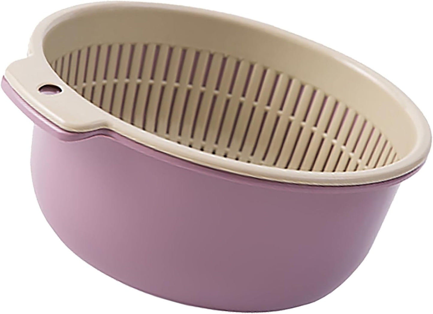 Fruits Vegetables Washing Basket,Round Plastic Double Layer Kitchen Strainer Colander Bowl Set Pasta Noodles Washing Basket for Fruit Vegetable Wash ()