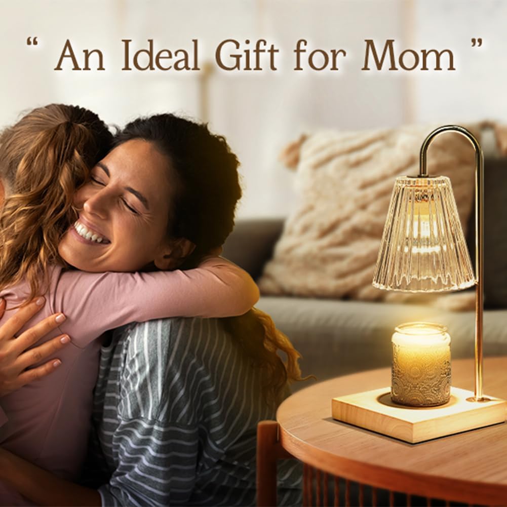 Marycele Candle Warmer Lamp with Timer & Dimmer - Mothers Day Gifts for Women Mom Her, Aesthetic Office Home Decor, Adjustable Height Wax Melter for Candle Jar & 3-Wick Candles (2 Bulbs Included)