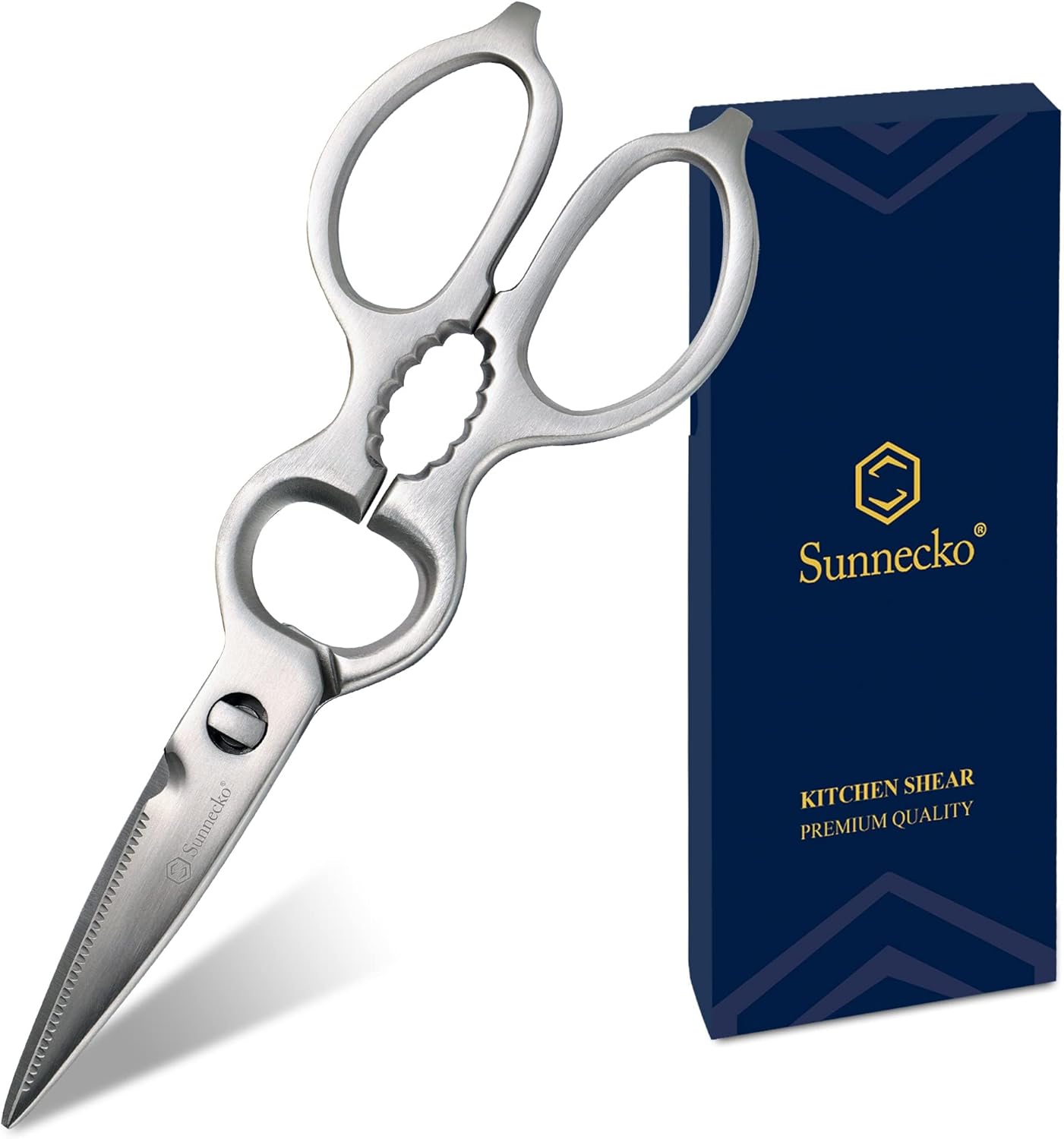 Sunnecko Kitchen Scissors All Purpose Heavy Duty Scissors Titanium Coated, Kitchen Shears for Food, Micro Serrated with Detachable Blades