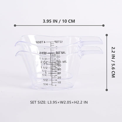 4 Pack Small Measuring Cups, 2oz/60ml Mini Measuring Cup with tsp/Tbsp/oz/ml Markings, Clear Easy-Read Scale for Kitchen, Resin, DIY, Beauty Mixing (4)