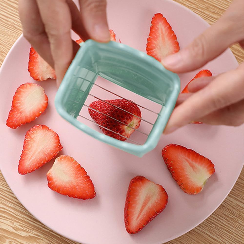 Stainless Steel Strawberry Slicer - Mini Fruit & Egg Slicer Cup - Portable Kitchen Tool