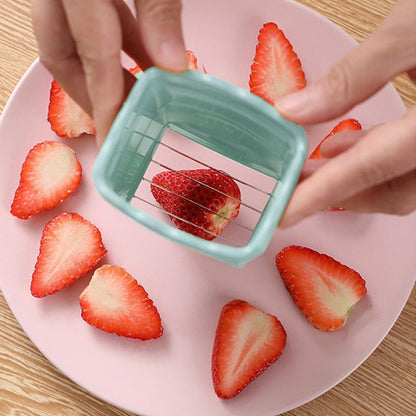 Stainless Steel Strawberry Slicer - Mini Fruit & Egg Slicer Cup - Portable Kitchen Tool