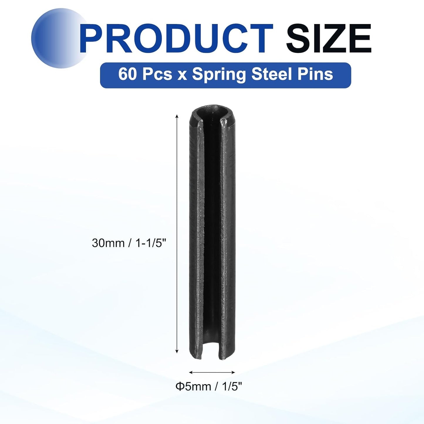 MECCANIXITY 25Pcs Slotted Split Roll Pins 1/2 Inch(12mm) Dia. 1-2/5 Inch(35mm) Length 65Mn Steel Spring Tension Expansion Dowels for Secure Fastening, Black - Colors A