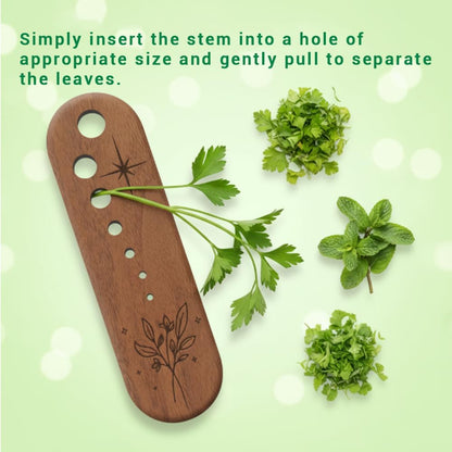 Wooden Herb Stripper Tool, Natural Wood Leaf Separator with 7 Hole Sizes, Kitchen Gadget for Herbs and Vegetables, Herb Stripper Bowl Gifts for the Kitchen Suitable for Home Use & Chefs