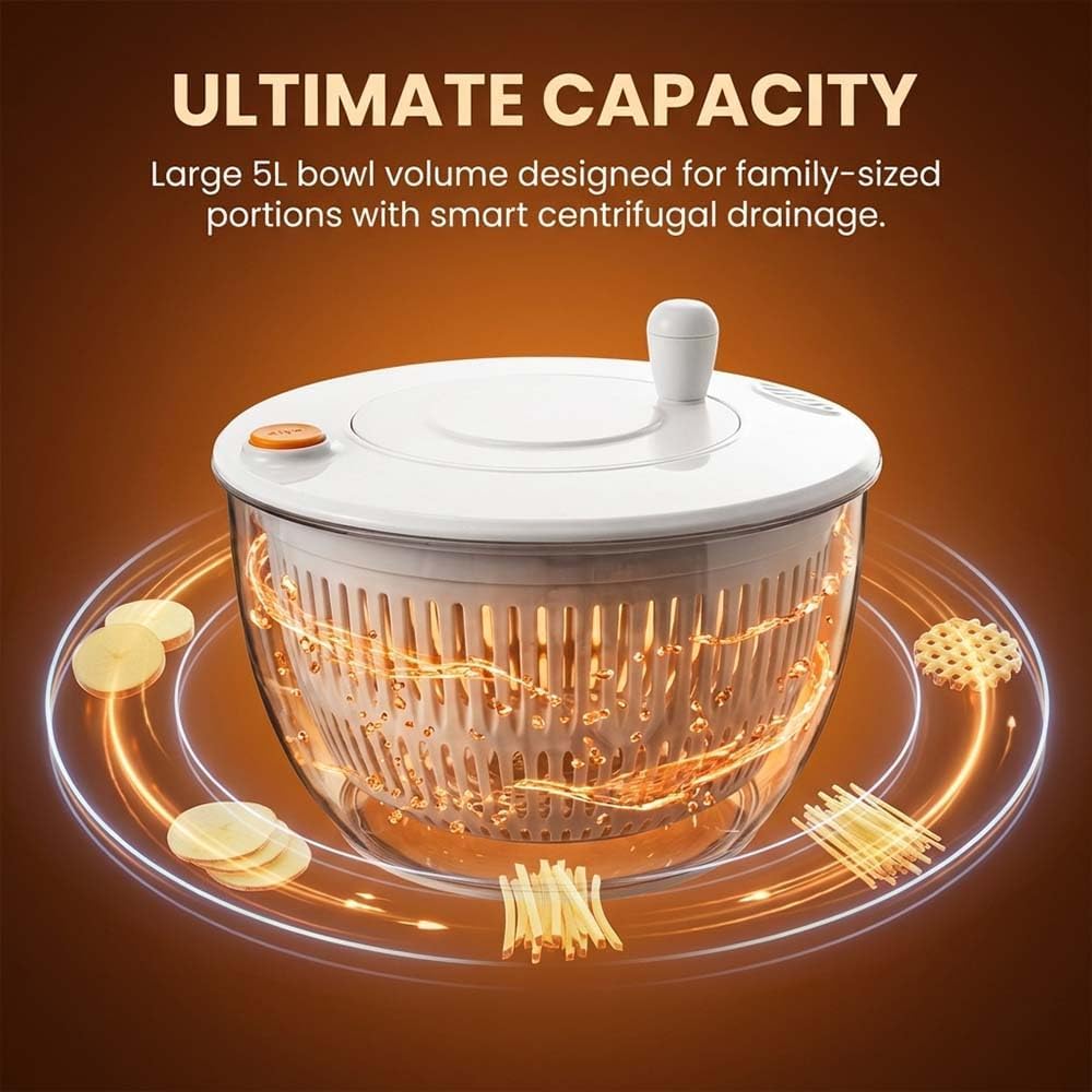 2026 Salad Spinner Vegetable Chopper, Multifunctional Vegetable Slicer & Food Shredder with 6 Blades, Manual Lettuce Dryer and Fruit Washer, Kitchen Prep Gadget for Salad, Fruits and Vegetables